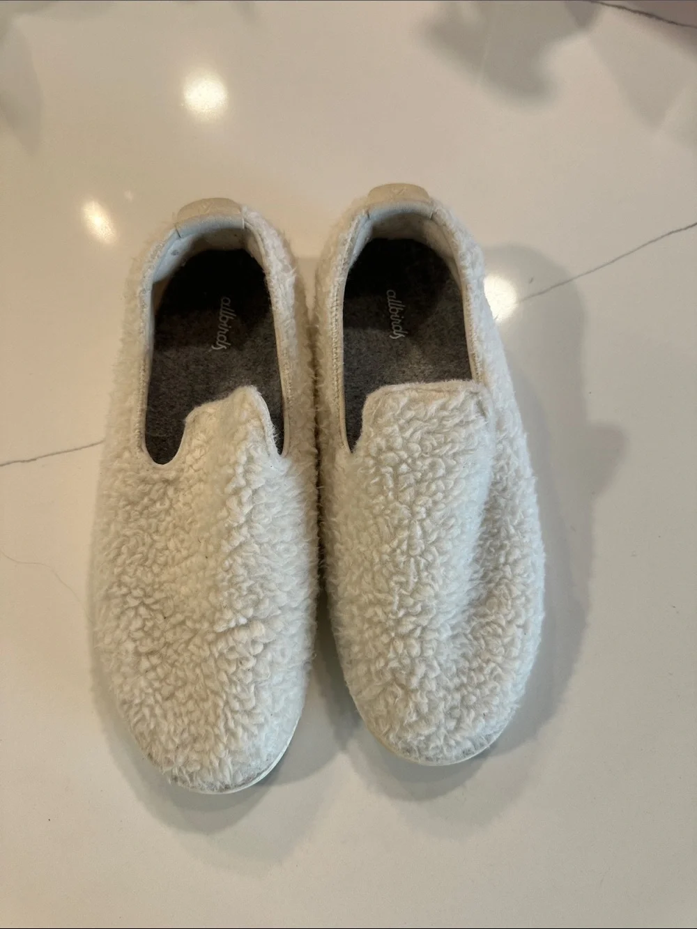 All Birds Cream Fuzzy Slip-On Flats